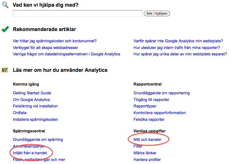Google Analytics support
